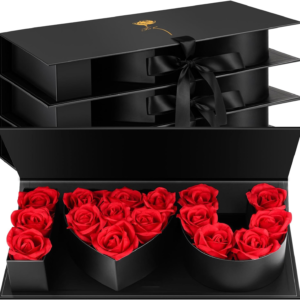 4-Pack I Love You Gift Boxes - Large Letter-Shaped Fillable Flower Boxes for Valentine's Day, Mother's Day, Weddings & Anniversaries (Black)