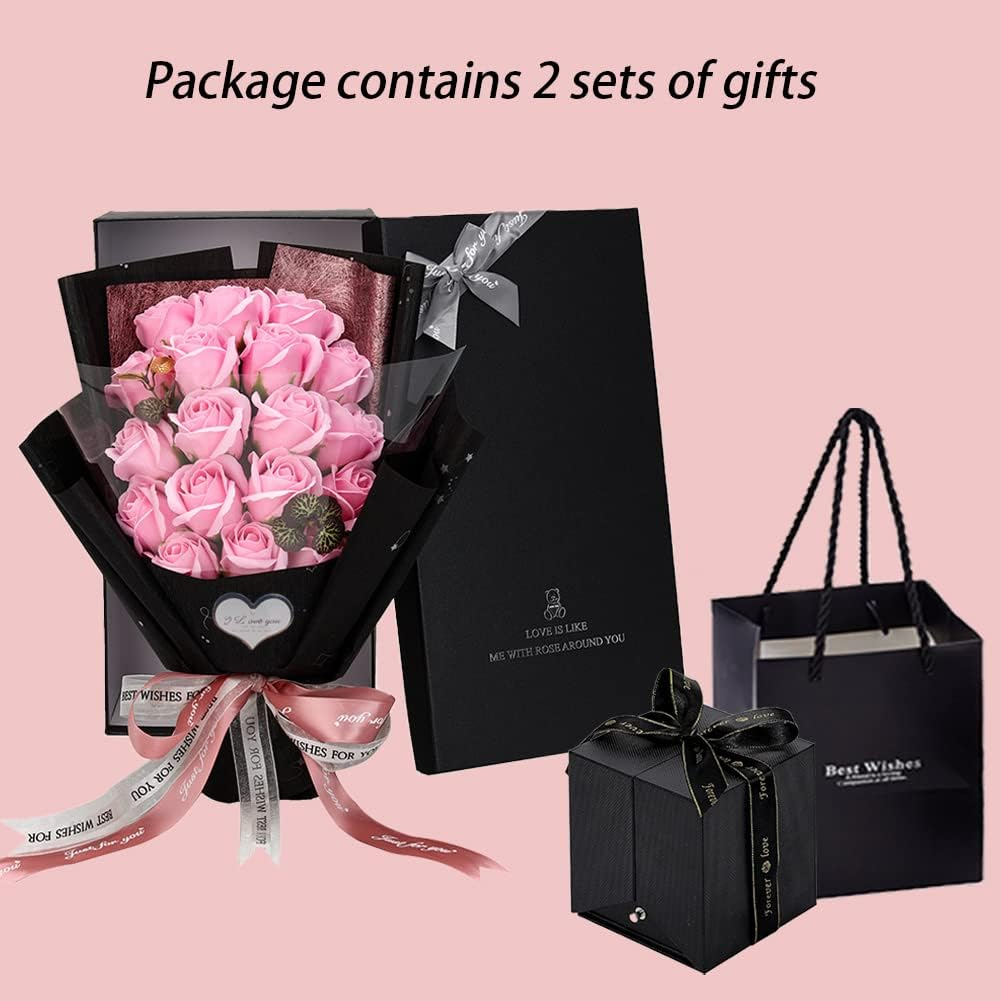 Stunning Preserved Pink Roses Bouquet with Love Necklace - Perfect Gift for Valentine's Day, Mother's Day, Birthdays, and Anniversaries! - Image 2
