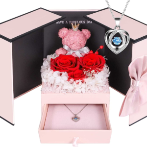 Eternal Love: Preserved Roses & Sterling Silver Necklace Gift Set for Her - Perfect for Birthdays, Anniversaries, Mother's Day & Christmas